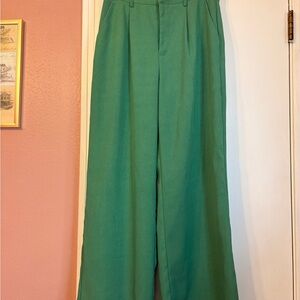 Cider - Green Wide-Leg High-Waist Trousers